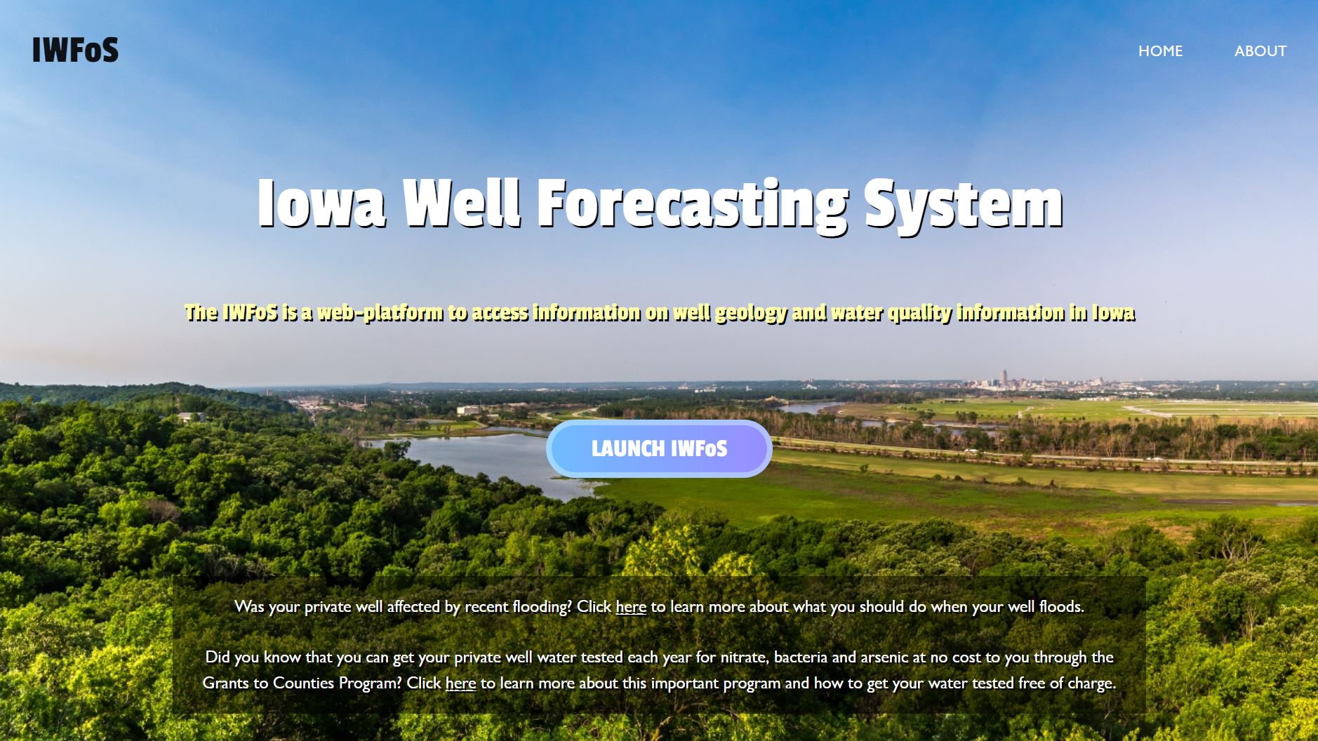 Iowa Well Forecasting System website image.