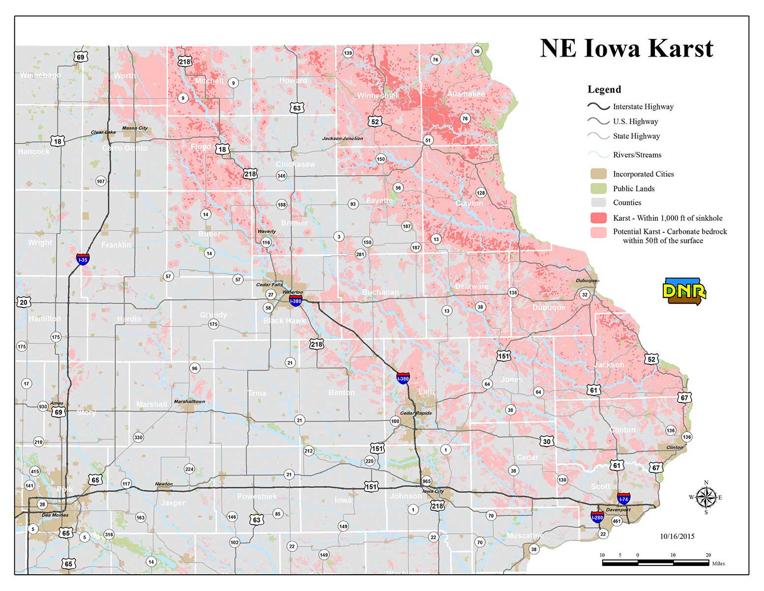 NE Iowa Karst Map