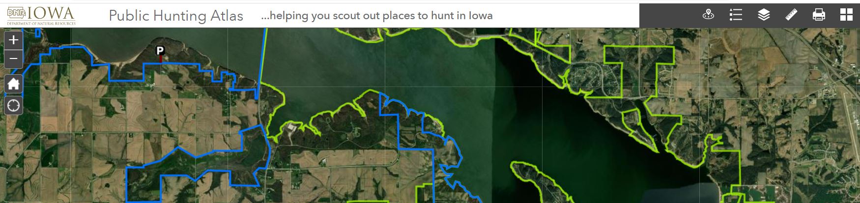 Screen capture of the hunting atlas showing example of area boundaries