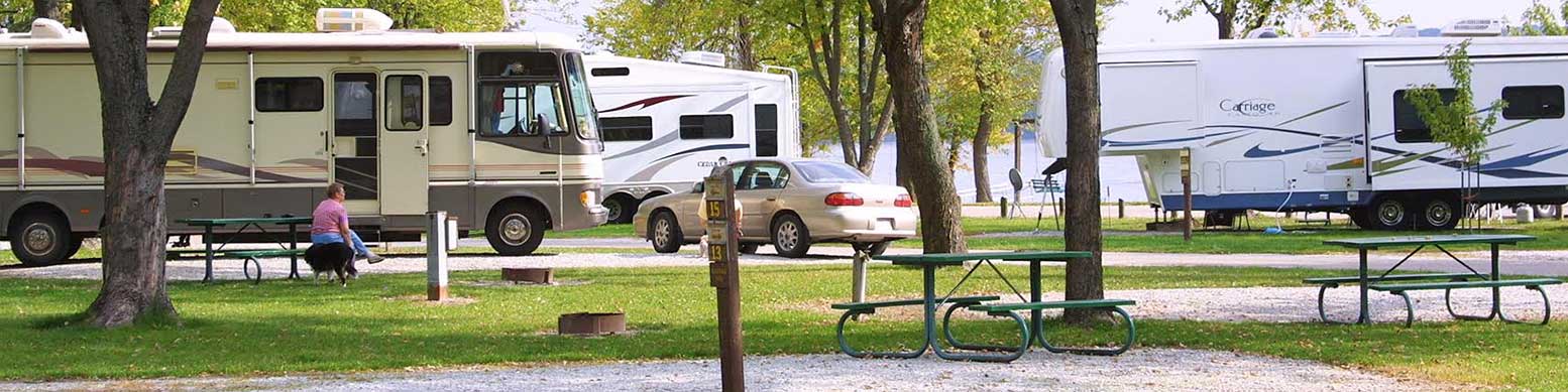 camping opportunity in Iowa, showing campers