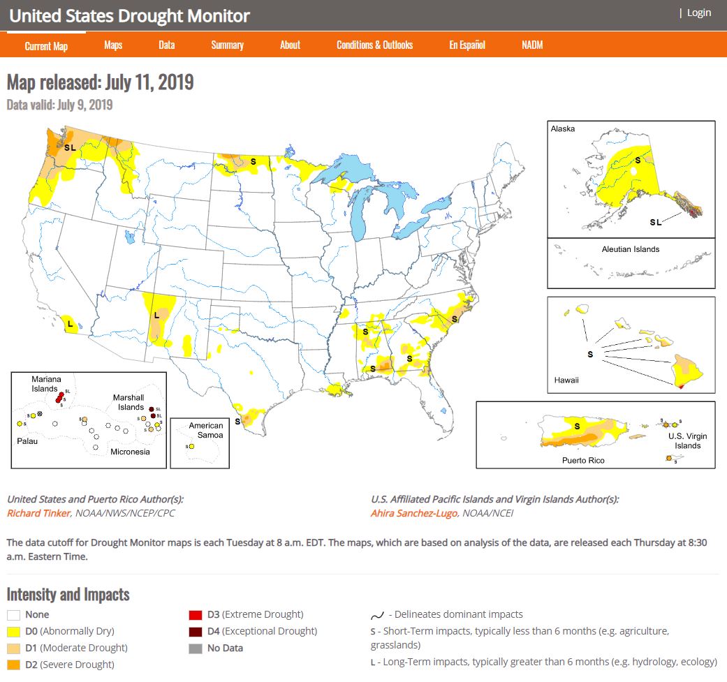 Image of Drought Monitor website