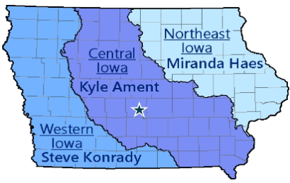 Iowa DNR Basin Coordinator Map