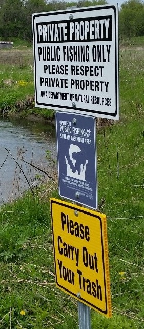 Open for Public Fishing Stream Easement Area sign