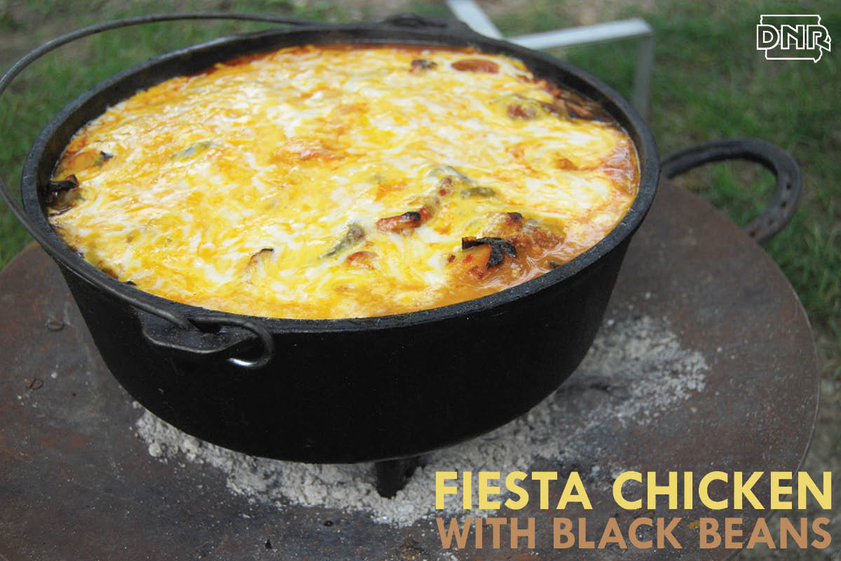 Fiesta chicken with black beans Dutch oven recipe from the Iowa DNR