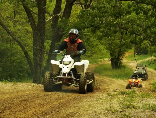 An off-highway vehicle on a dirt course