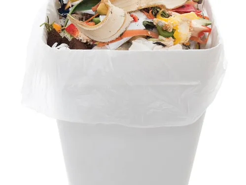 Graphic of a trashcan full of food waste.