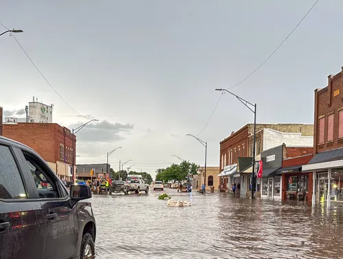 This image shows flooding in Rock Valley, Iowa in June 2024
