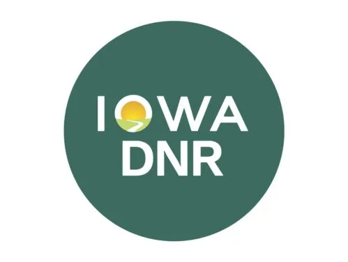 DNR Logo, white text on green circle.