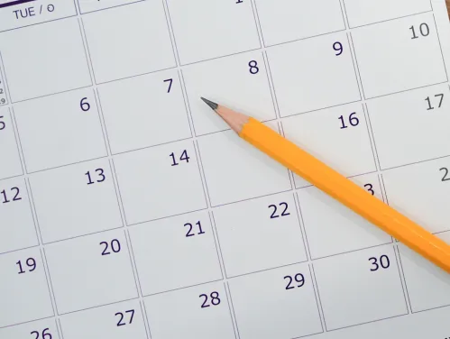 Basic monthly calendar stock image.