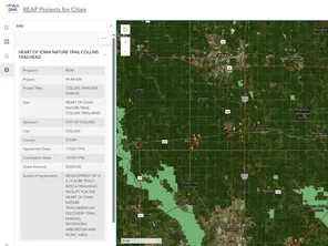Map showing locations of REAP projects for cities.
