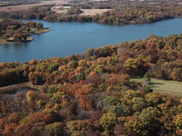 Lake Darling surrounded by fall foliage.