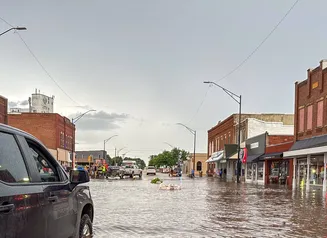 This image shows flooding in Rock Valley, Iowa in June 2024