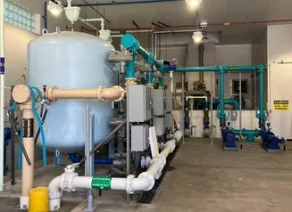 Water Supply Engineering image showing tanks, pipes and other monitoring equipment.