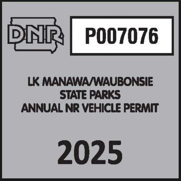 Example of a nonresident vehicle entrance permit for Lake Manawa and Waubonsie state parks