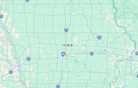 map showing fishing events across Iowa