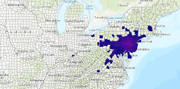Map of location of spotted lanternflies