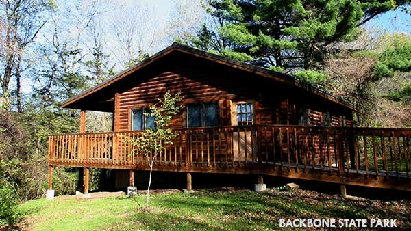 A modern family cabin with ramp at Backbone State Park