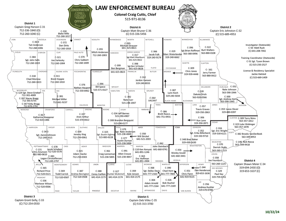 Conservation Law Enforcement Contact Map