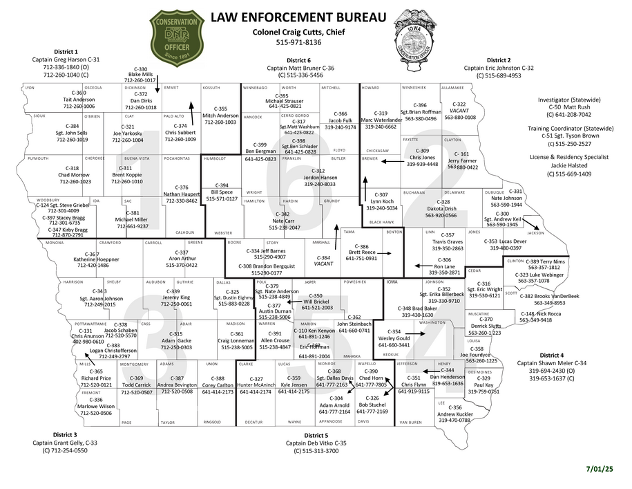 Conservation Law Enforcement Contact Map
