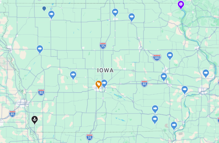 Map of Outdoor Events in Iowa