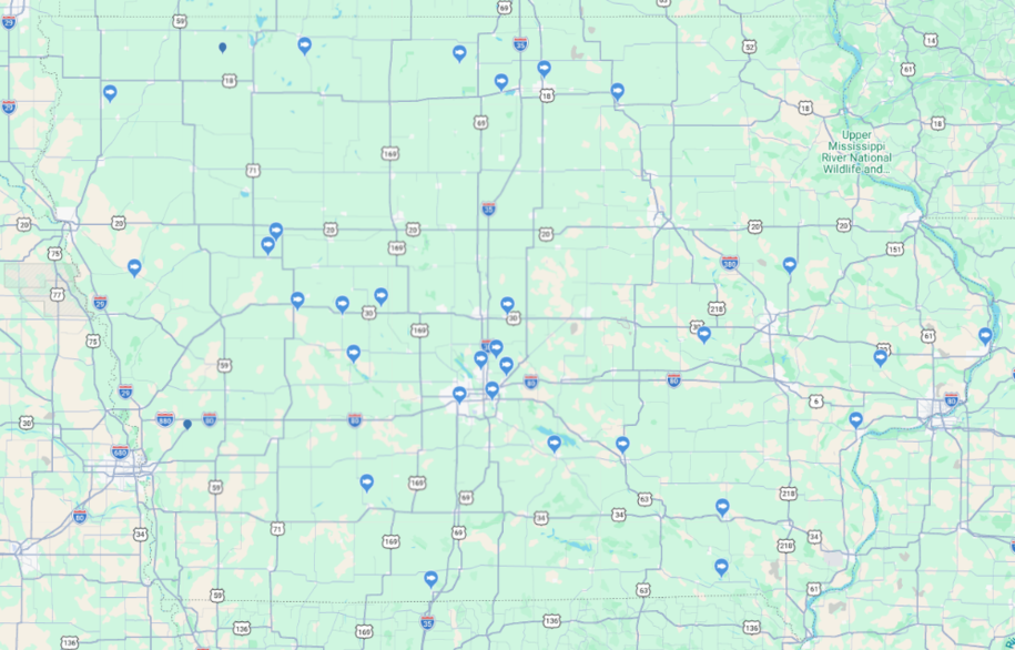 Map of Outdoor Events in Iowa