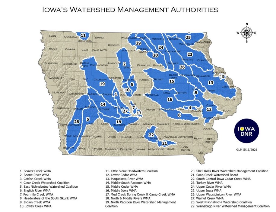 Watershed Management Authorities map showing most in NE Iowa and then others throughout the western parts of the state. For assistance please contact us and we'd be more than happy to help with any questions.